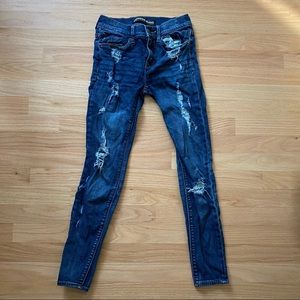 Express distressed legging Mia mid rise  dark wash 99% cotton jeans